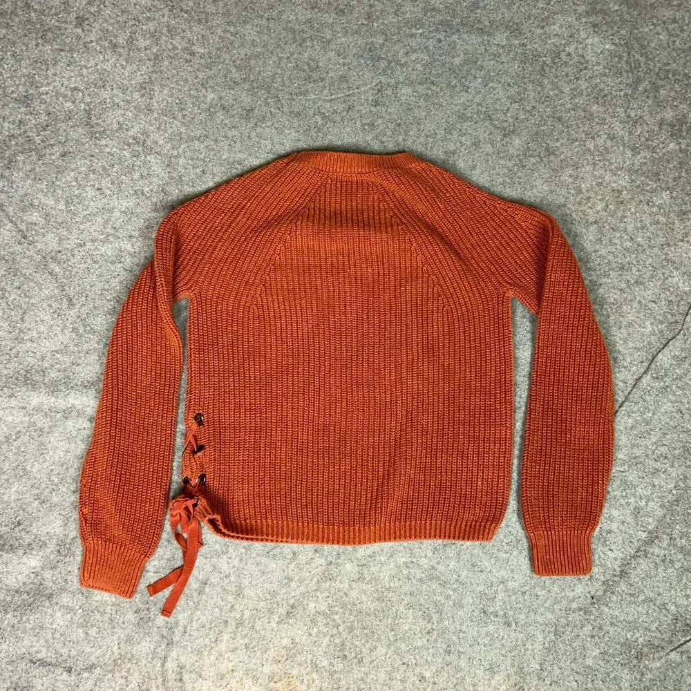 Sundance Womens‎ Sweater Extra Small Orange Ribbed Side Lace Up Boho Cozy Fall